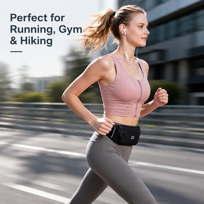 Simptech Running Belt Bag - Lightweight Reflective Waist Fanny Pack for Men Women, Quick-Dry 3-Pocket Running Gear with Phone Holder for Hiking Cycling Travel Essentials (Black) - Image 4