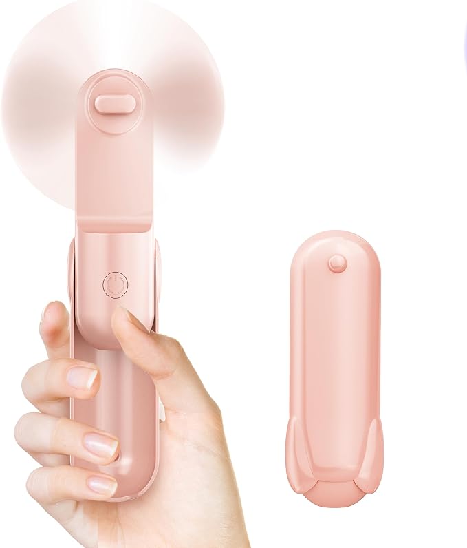 Mini Handheld Fan, Portable Hand Fan with USB Rechargeable, 2000 mAh Battery Operated, 3 Speeds Adjustable, 2 IN 1 Small Personal Pocket Fan for Women Girls Travel Outdoor by Jkjoy