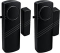 Door Window Alarm - 90dB Loud Home Security Sensor for Kids Safety, Burglar Alert for House, Apartment, Office, Hotel & Pool Window, Black (2 Pack) by Unknown