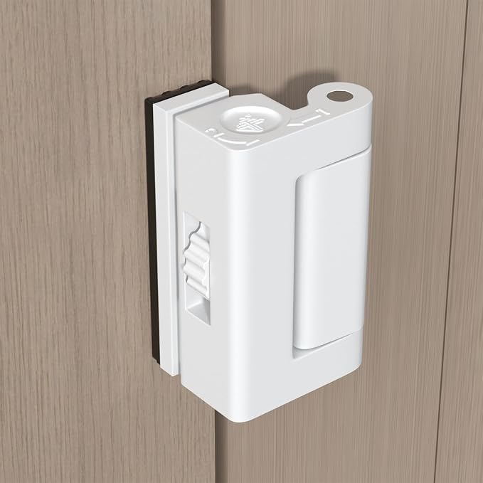 White Adjustable Home Security Door Reinforcement Lock | Child proof Safety Door Latches,Security Device for Enhanced Safety,for Home,Hotels,Apartments Prevents Unauthorized Entry by INIRET