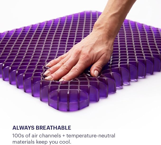 Purple Simply Seat Cushion, Lightweight 1.25" Low-Profile Gel Seat Cushion | GelFlex Grid for Car Seat, Airplane, Desk Chair - Pressure-Reducing, Temperature-Neutral, No-Slip - Made in USA - Image 6