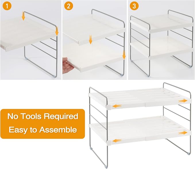 2 Pack Pantry Organization and Storage, Expandable Foil and Plastic Wrap Organizer, Adjustable Kitchen Wrap Organizer Rack for Cabinet, Foil Saran Wrap Holder Shelf for Sandwich Plastic Bags Box, - Image 9