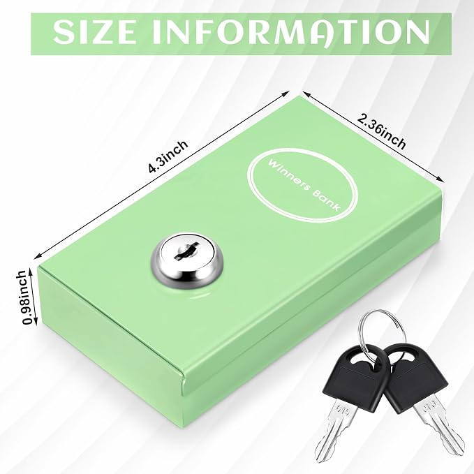 Reallnaive 1 Pack Metal Box for Gamblers Pocket Sized Winner Bank Casino Cash Box with 2 Keys Portable Casino Money Safe strongbox for Cash Saving Go Home Money Gifts(Mint Green,Classic) - Image 2
