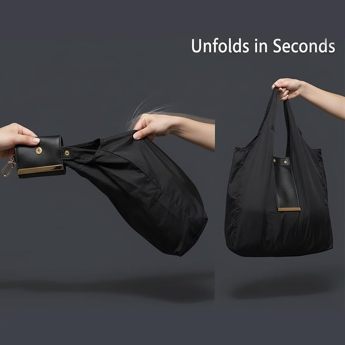 Reusable Grocery Bags, Foldable Tote Bag with Key Ring – Portable Packable Shopping Bag for Daily Use | Packable - Image 3