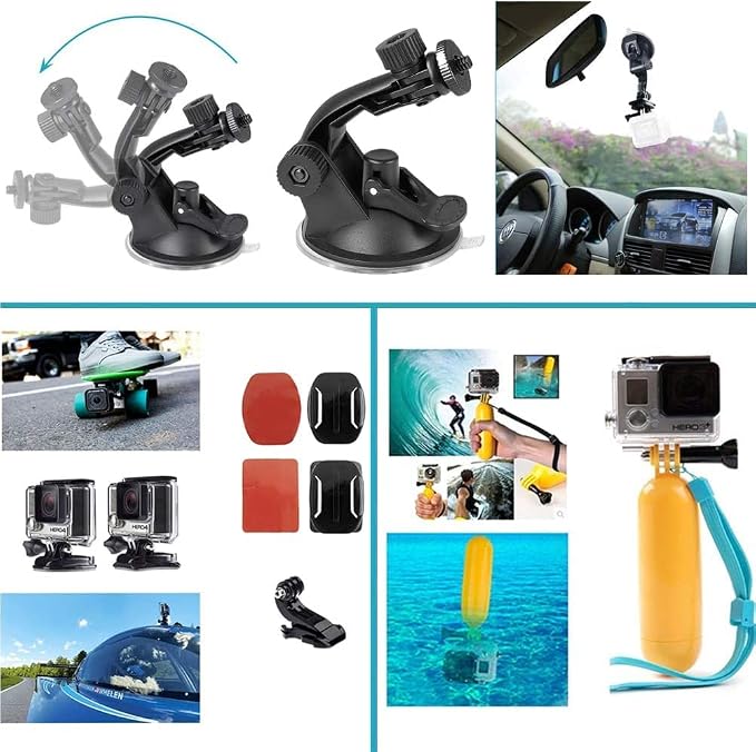 13-in-1 Accessories for Gopro, Action Camera Accessory Kit Compatible with GoPro Hero 13 12 11 10 9 8 Max 7 6 5 4 Black SJ4000 and Other Sports Cameras - Image 2