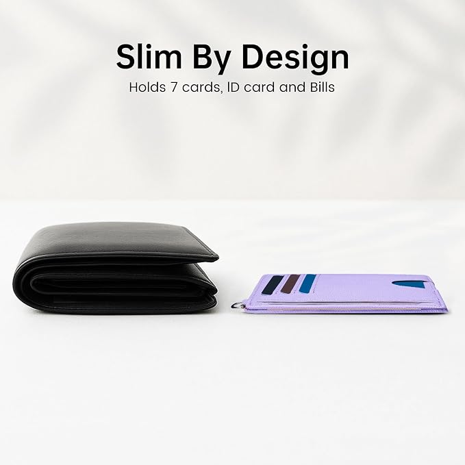 Mayski Slim Wallet, Credit Card Holder for Women, Minimalist Front Pocket RFID Blocking Card Cases, Small Wallet Women Men(Cross Light Purple) - Image 9