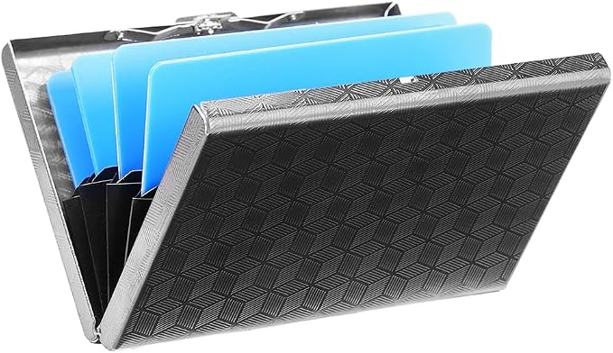 Slim Credit Card Holder RFID Blocking Credit Card Stainless Steel Metal Wallet Business Card Cases with 6 Slots Men for Women by LOUEBICA