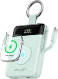 10000mAh Portable Charger,22.5W Power Bank&iWatch Charger,Green | LED Display,Built-in Cables,Super Fast Charging,Travel Keychain Battery Pack for iPhone 17/16/15/14/13/12,Apple Watch Series by Unknown