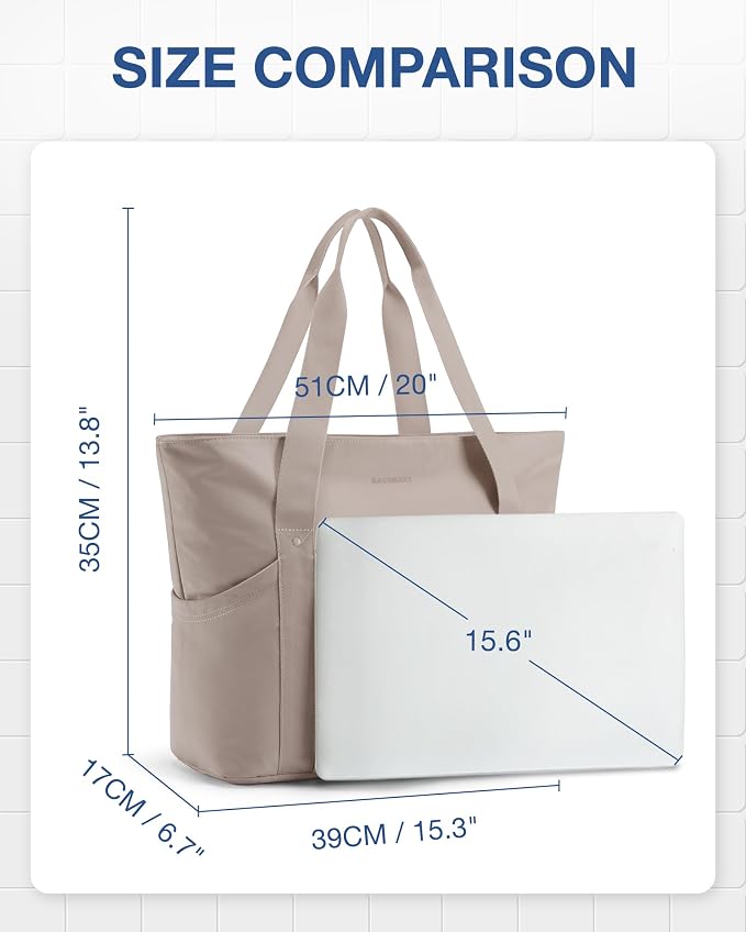 BAGSMART Foldable Tote Bag with Drawstring Bag, Tote Bag Shoulder Bag Top Handle Handbag for Travel, Work, Beach, Gym - Image 7