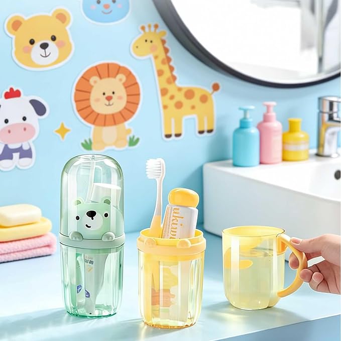 Toothbrush Travel Case for Kids with Detachable Handle, Portable Cute Toothbrush Holders, Multifuction Toothbrushes Toothpaste Storage Box for Camping Travel or Daily Use (Yellow) - Image 6