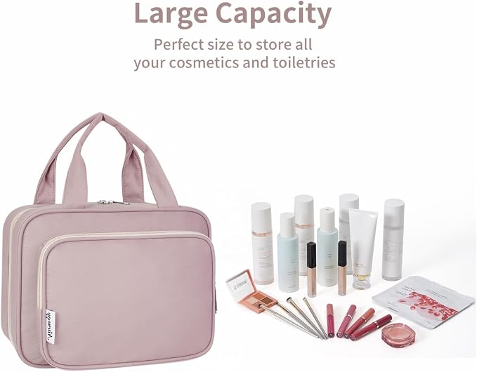 Narwey Hanging Toiletry Bag for Women Travel Makeup Bag Organizer Toiletries Bag for Travel Size Essentials Accessories Cosmetics (Dusty Rose (Medium)) - Image 6