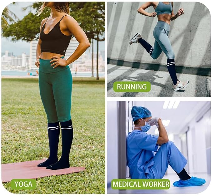 LEVSOX Viscose Made from Bamboo Compression Socks for Pregnant Women 20-30 mmHg Knee High Cute Mens Supports Socks for Travel - Image 3