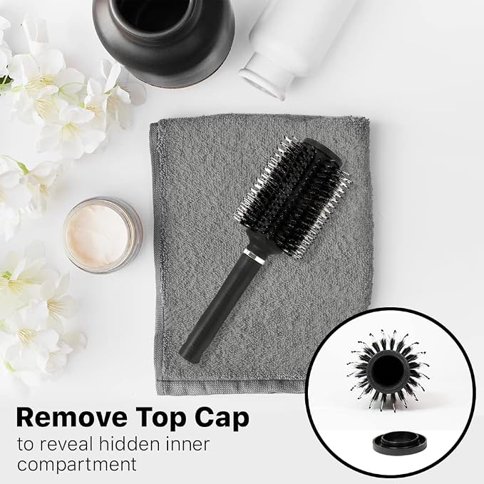 2PK Diversion Round Hair Brush with Secret Hidden Compartment, Safe Stash Box Container for Money, Jewelry, House Keys, Valuables, for Travel or Home Use - Image 5