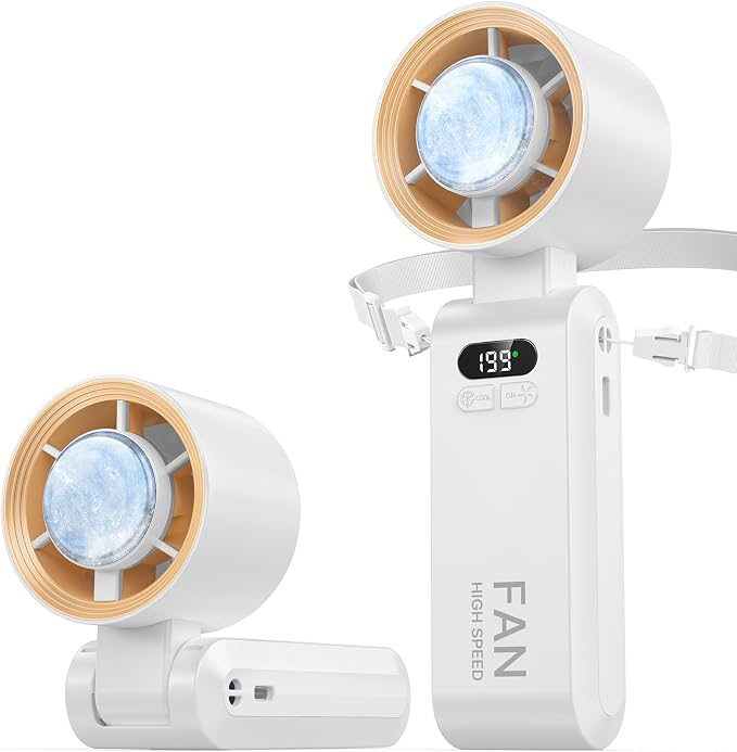 Handheld Portable Turbo Fan with Ice Cooler, Speed (1-199) 5500mAh Rechargeable Personal Fan,[20H Cooling Time] Mini Yet Powerful [20000 RPM] Small Pocket Fans for Travel/Outdoor/Home/Office, White by Kimguard
