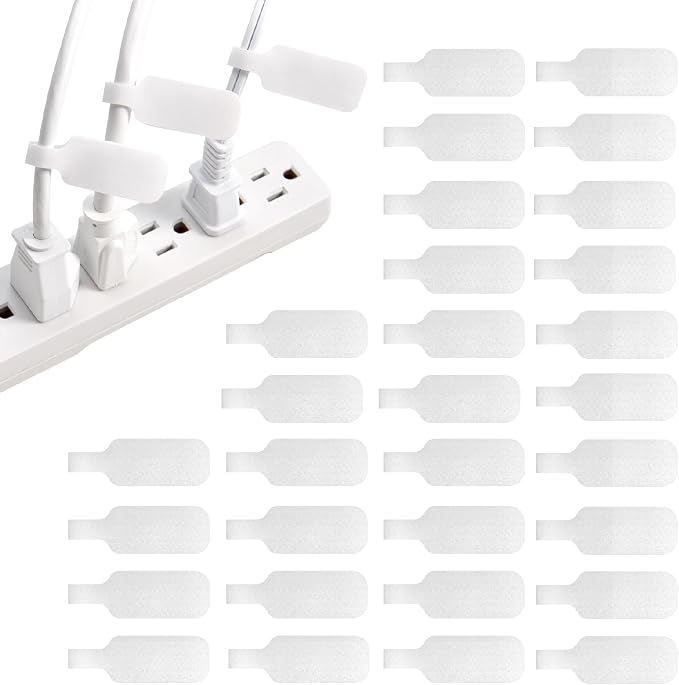 Wrap-It Storage Cable Labels - Medium, White (30-Pack) Write On Cord Labels, Wire Tags for Cable Management and Organizer for Electronics, Computers and More | Write On Cord Labels and Wire Tags for Electronics Cable Management by Wrap-ItStorage