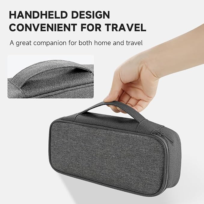 Teskyer Tech Organizer Pouch with Handle, Dark Grey | Water-Resistant Fabric, Adjustable Dividers, Multiple Compartments, Protective Lining, Travel and Office Use - Image 6