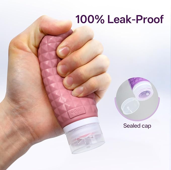 Travel Bottles for Toiletries, TSA Approved Travel Size Containers with Silicone Bottle Covers, Leak Proof Silicone Shampoo Bottles, Small Toiletry Containers for Shampoo Conditioner Lotion - Image 7