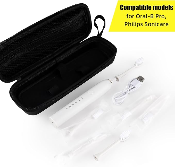 Hooqict Electric Toothbrush Travel Case for Oral-B Pro 1000, 2000, 3000, 3500, 1500 Travel Toothbrush Case Holder with Mesh Pocket Cover Protection, Protective Storage Bag Toothbrush Carrier - Image 2