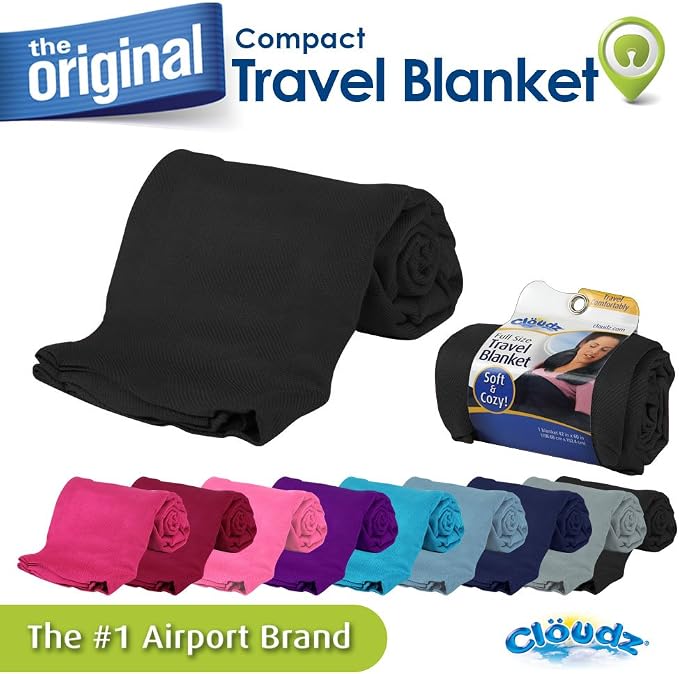 Cozy Compact Airplane Travel Blanket for Your Flight, Car, Camping, Home or Comforting Warmth Anywhere! - Black - Image 2