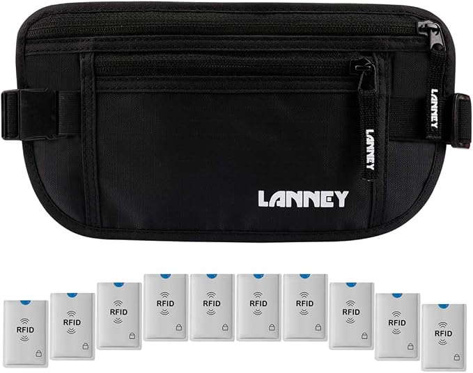 Money Belt for Travel Women and Men Slim Hidden Travel Wallet with RFID Blocking by LANNEY
