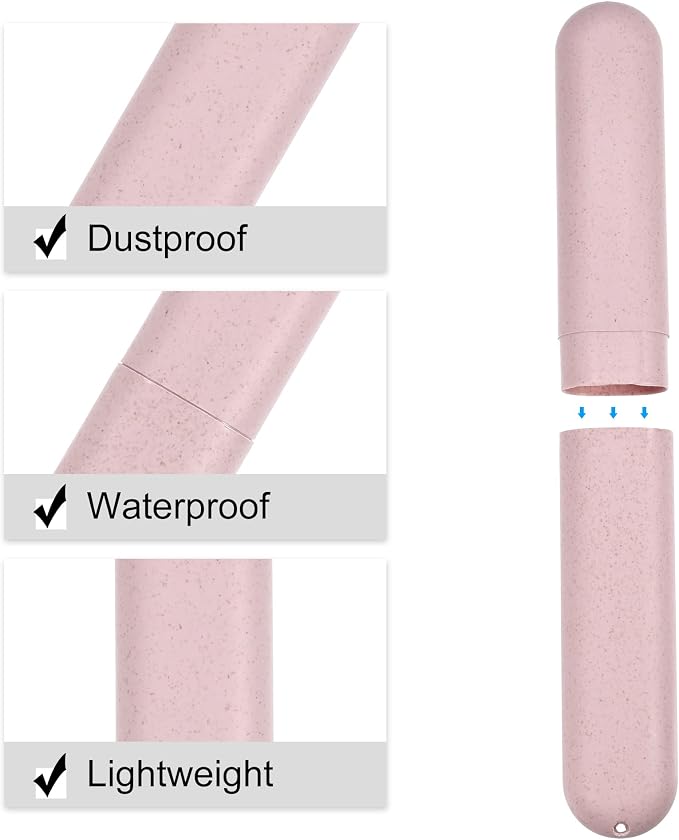 VOCOSTE 2Pcs Travel Toothbrush Case, Beige&Pink | Moisture-Proof Keeps Brush Fresh, Compact for Tight Bags, 2-Pack for Sharing, Essential for Couples - Image 3