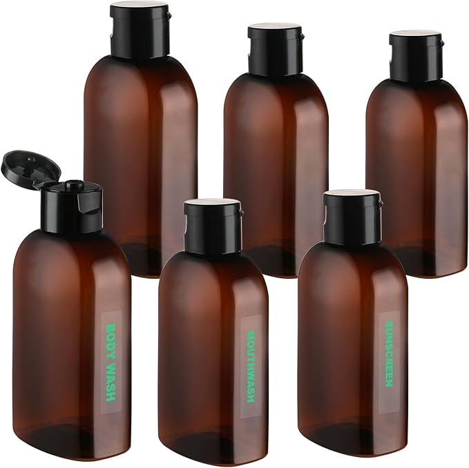 Cosywell 6pcs 3.4oz TSA Approved Brown Travel Bottles for Toiletries | Travel Shampoo Bottles, Leak Proof, Empty Lotion Containers, with Flip Cap, Small Plastic Squeeze Bottle - Image 7