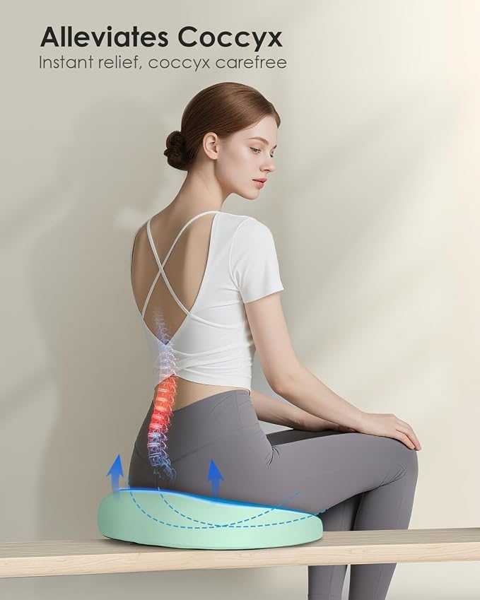 Seat Cushion, Memory Foam Cushion for Office Chair, Ergonomic Office Seat Chair Cushion for Relieving Sciatica, Soft & Breathable Car Seat Cushion - Green - Image 6