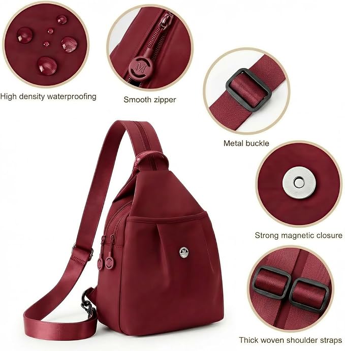 Waterproof 2-Way Mini Commuter Bag, Multi-Compartment Oxford Small Backpack, For Women, Collegeman, Commuter, Travel with Anti-Theft,Three in One Multifunctional Convertible Design (Orange) - Image 3