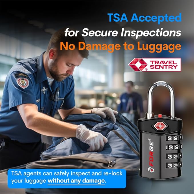 Forge Travel Lock,TSA Approved Luggage Locks for Air Travel, Gym Lockers, School Lockers, Pelican Cases, Gun Case, Easy Read Dials, Durable Alloy Body - Image 2