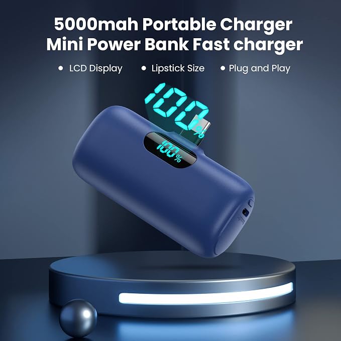 Feob Mini Portable Charger 5000mAh Power Bank,15W PD USB C Cell Phone Portable Power,LCD Display Battery Pack Compatible with iPhone 17/Air/17 Pro/17Pro Max/16/15 Android/Samsung/Moto(Type-C Only) - Image 5