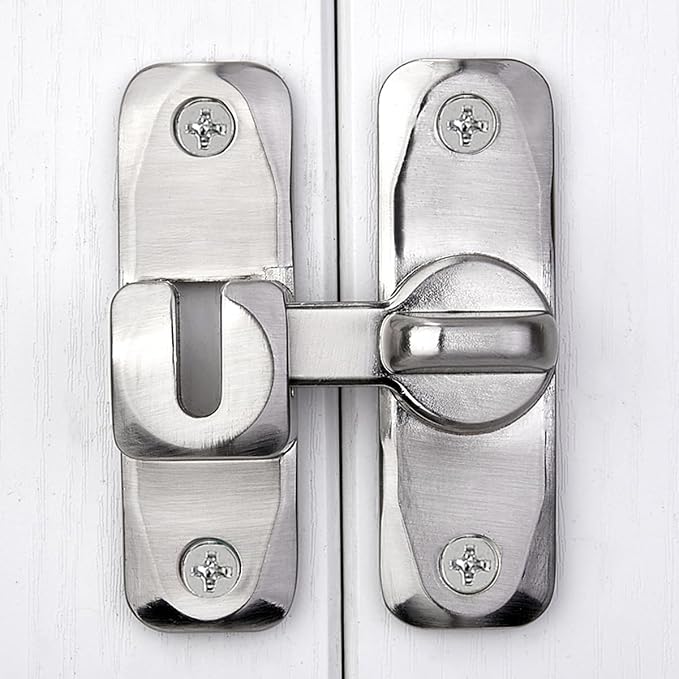 3 Pcs Silvery 90/180 Degree Sliding Door Latches,Right Angle Door Lock | Zinc Alloy Flip Latch,Barn Door Latch,Cabinet Lock,for bedroom,cabinet,drawer,Gardens,Wine Cabinet,garage,window,Pet Cage - Image 4