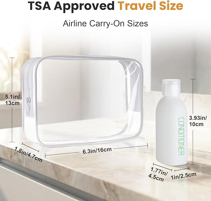 Cosywell Travel Bottles for Toiletries 5 Pack 3.4oz Travel Size Containers | Pre-Printed Shampoo, Conditioner, Body Soap, Soft Touch HDPE ,TSA Approved, Leak Proof, Squeezable Toiletry Bottle(White) - Image 2