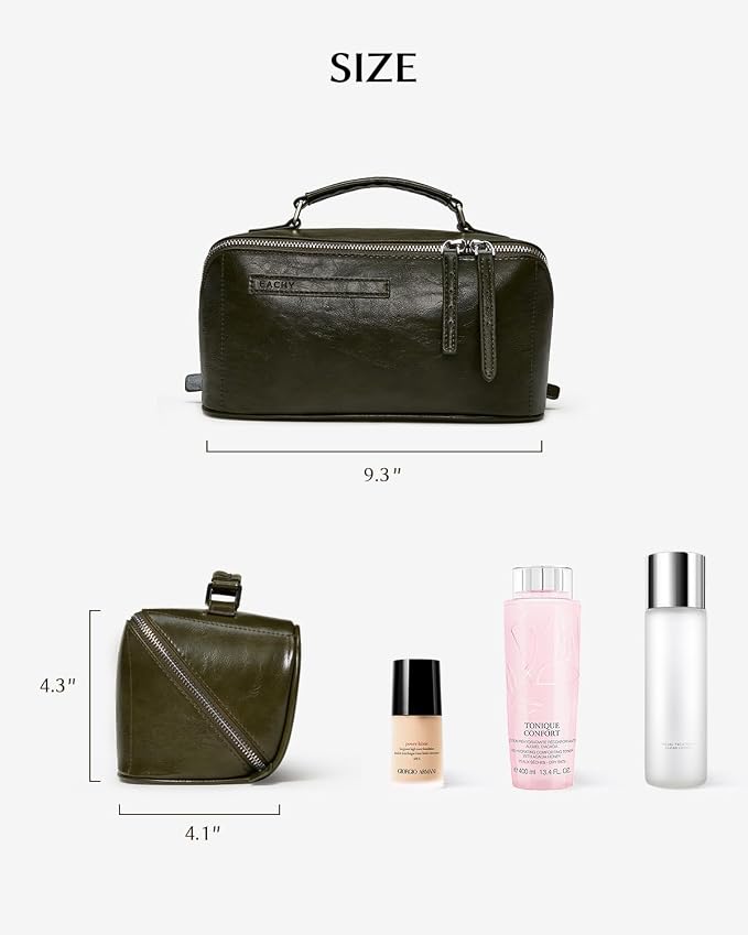 EACHY Makeup Bag, Large Capacity Cosmetic Bags for Women, Waterproof PU Leather Flat Open Toiletry Bag with Makeup Brush Organizer - Image 5