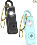 TECKNET Rechargeable Personal Safety Alarm for Women, 2-Pack 130dB Personal Alarm with SOS Strobe Light, Low Battery Notice, Keychain Alarms Loud Siren for Girls Kids Elderly by Tecknet