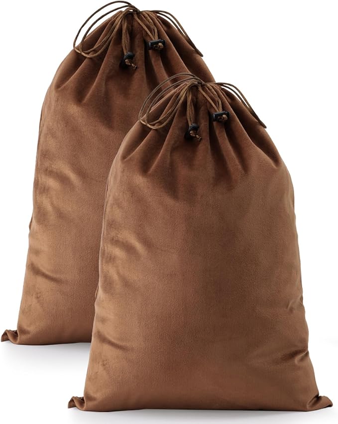 2 Pcs Shoe Bags for Travel, Dust Velvet Bag, Mocha Mousse, 17.3x12.6 Inch | Washable & Reusable Travel Shoe Bags, Dustproof Shoe Bags with Drawstring Closure, Suitable for Travel, Home Storage by WelcometoFantasyLife