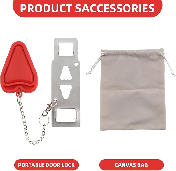 Portable Travel Door Lock, No Tool Hotel Door Latch, Red, 1 Pack | Stainless Steel Lock Plate, Installs At The Door Latch Without Tools, Compact Design For Hotels, Apartments And Dorm Rooms - Image 7