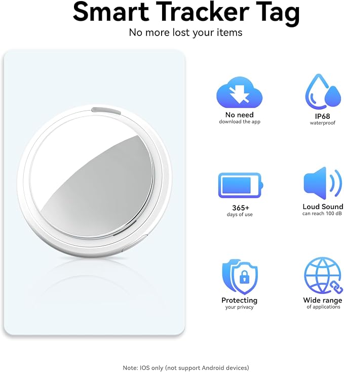 Air Tracker Tags-4 Pack, Item Finders Works with Apple Find My(iOS Only), Air Tracker Tags with 4 Case, Bluetooth Tracker Keys Finder and Item Locator & GPS Trackers for Kids/Pets/Dog/Luggage/Wallet - Image 3