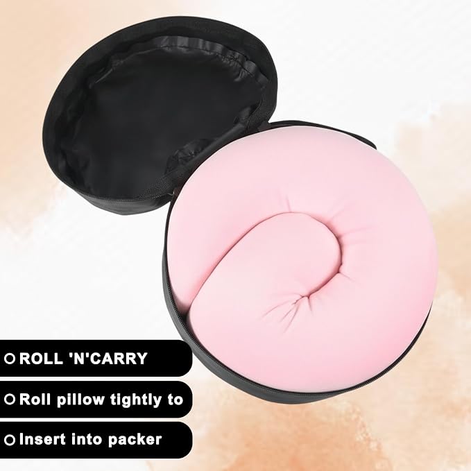 Travel Neck Pillow Bag Small Compact Travel Pillow Bag Adjustable Strap Pillows Carrying Bags for Journey Airplane Train Easily Quick Attaches to Luggage Backpacks - Image 3