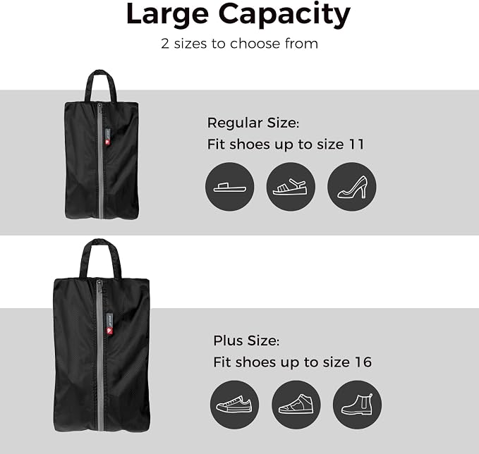 pack all Foldable Shoe Bag for Travel, Dual Pocket Shoe Pouch for Sports | Ultralight, Water-Resistant, Odor-Resistant, Dustproof, Portable, Soccer Cleats & Gym Storage, Fits Up to Size 11, Black - Image 5