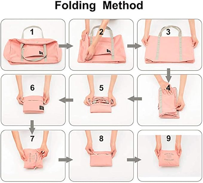 2 Pack Foldable Travel Bag Waterproof Travel Duffel Bag,Women Ladies Man Canvas Weekender Bag Overnight Carry-on Tote Duffel in Trolley Handle (Pink&Blue)… - Image 8