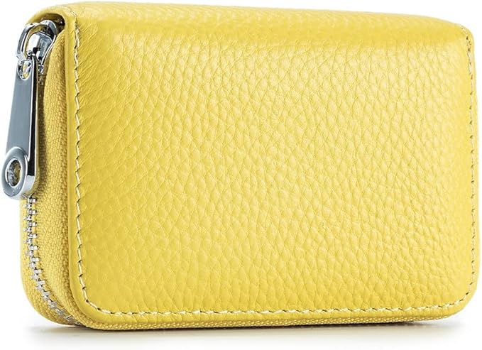 RFID Credit Card Holder Genuine Leather Credit Card Wallet with Zipper | RFID by EASTNIGHTS