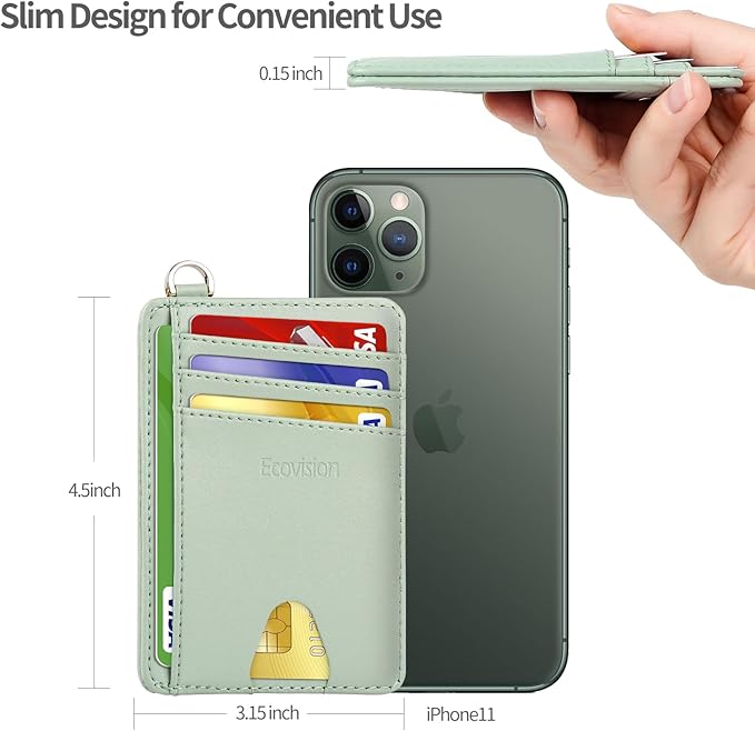 Slim Minimalist Front Pocket Wallet, RFID Blocking Credit Card Holder Wallet with Detachable D-Shackle for Men Women - Image 7