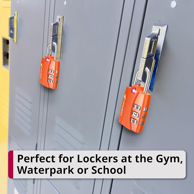 Fosmon TSA Approved Luggage Locks, 3 Digit Combination, 4 Pack Orange | Open Alert Indicator, Suitcase Travel Lock, Gym Locker Padlock, Travel Bag Zipper, Secure Combination - Image 7
