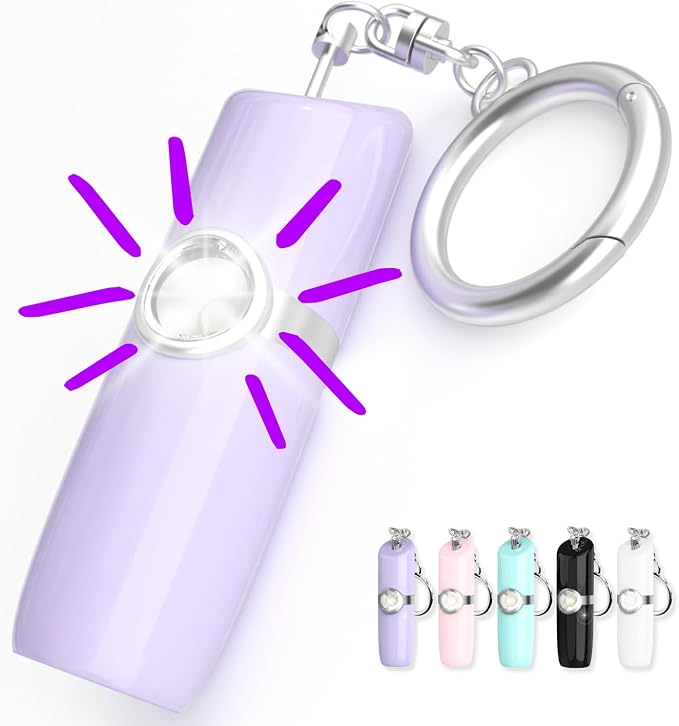 Securityman Personal Alarms for Women | Safety Alarm Keychain (Loud 130dB Siren and SOS Strobe Light) Everyday Self Defense Security Alarm Protection Device (Purple) - Image 2