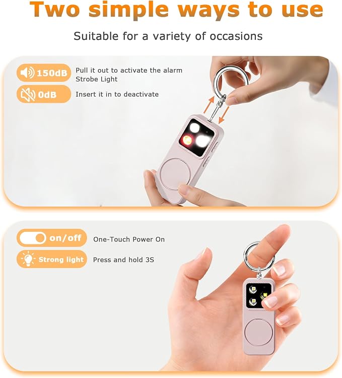 Keychain Personal Safety Alarm for Women, Rechargeable 150dB Alarm with Strobe Light, Pull Pin Emergency Siren for Walking, Running, Night Out, Parking Lots, Travel and Everyday Carry - Image 7