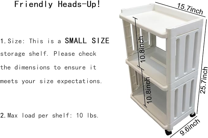 Rolling Storage Utility Cart Slim Organizer Shelf with Wheels 3 Tier Narrow Places Mobile Shelving Unit Tower Rack for Kitchen Bathroom Laundry Room Home Office Bedroom Living Room Washroom, White - Image 4