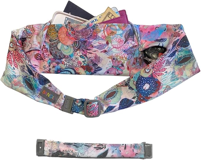 BANDI Plus Size Fanny Pack for Women - Travel-Ready Pocket Belt with Secure Hidden Money & Running Belt for Phone, Passport, Keys, & Medical Devices, Adjustable Fit, Comfortable (Coral Reef) by BANDI