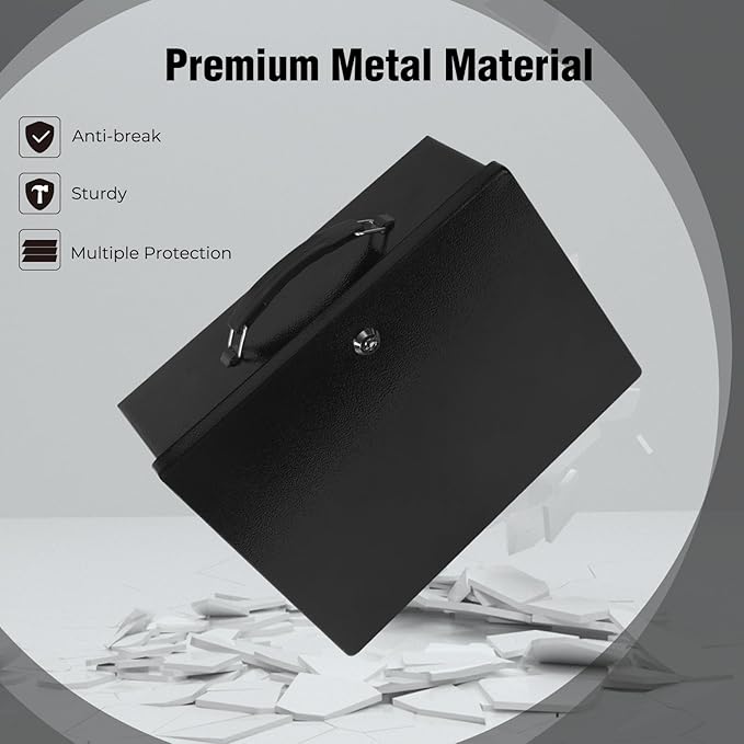 Fireproof Document Box, Fire Resistant Safe Box with Key Lock for Home, Portable Fireproof Lock Box for Personal Items, Passport, Cash, Tablet, X Large 13.2" x 11" x 4.13" - Image 6
