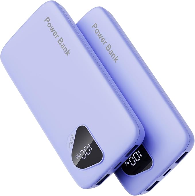 2026 2-Pack 10000mAh Portable Charger Battery Pack with Built in Cables | Travel Essential, 4 Outputs 2 Inputs Slim Power Bank for iPhone 17/16/15/14, Samsung Galaxy S23/22, Pixel etc by FancyBean