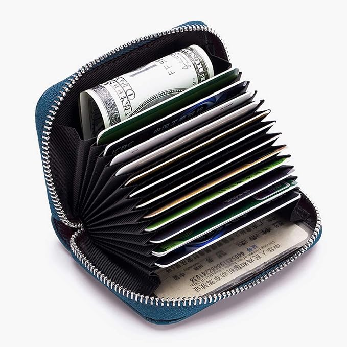 RFID Credit Card Holder Genuine Leather Credit Card Wallet with Zipper | RFID - Image 4